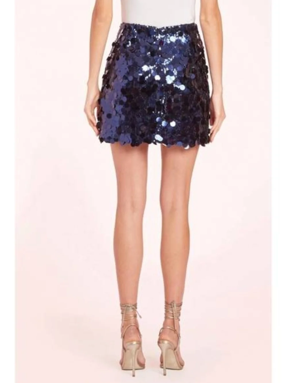 Sleek Amanda Uprichard Dale Seuqins Mini Skirt in Navy Blue Ink Size M, NWOT